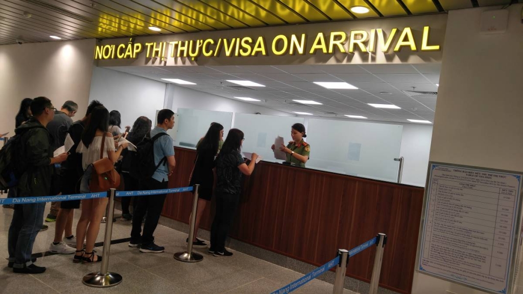 Vietnam visa on arrival counter at Da Nang Airport
