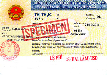 Vietnam visa on arrival stamp sample