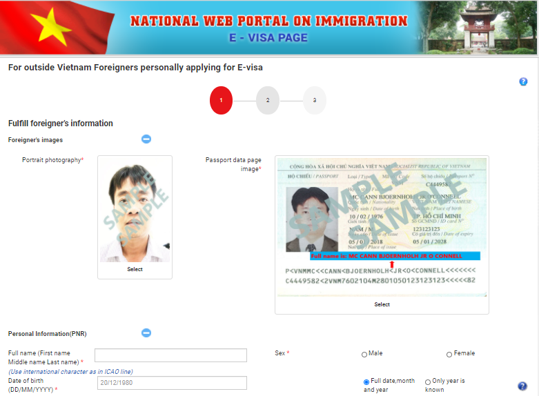 Vietnam evisa application form online